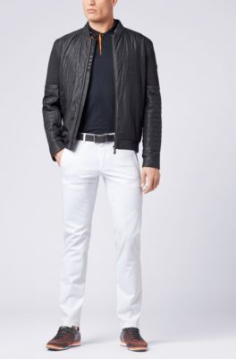 Slim-fit stretch-cotton polo shirt with contrast tipping, Black