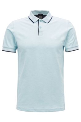 BOSS - Slim-fit stretch-cotton polo shirt with contrast tipping