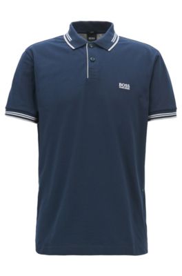 Boss - Slim-fit Stretch-cotton Polo Shirt With Contrast Tipping