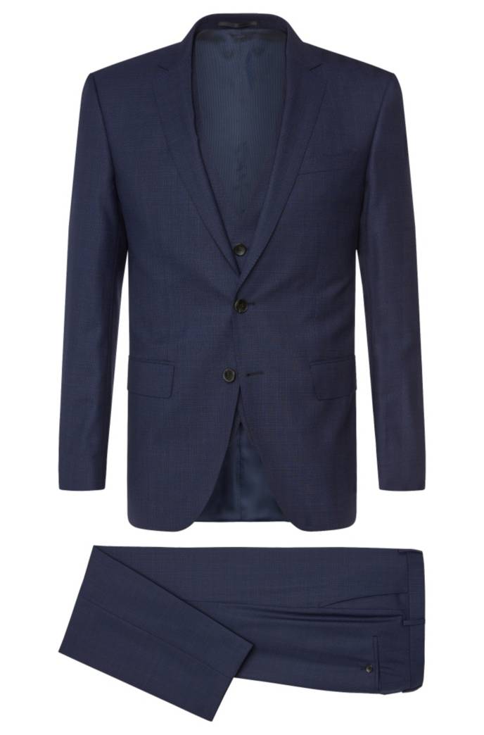 Italian Super 130 Virgin Wool 3-Piece Suit, Slim Fit | Huge/Genius WE