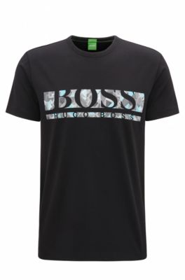 BOSS - Logo-Print Stretch Cotton Graphic T-Shirt | Tee