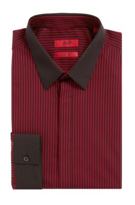 open lace back dress Navy Blue & Red Striped Regal Shirt – TailorsCove