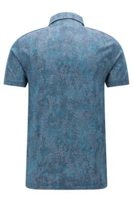 Striped Italian Cotton Polo, Slim Fit | T-Preston, Turquoise