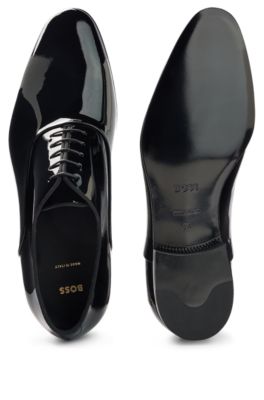 BOSS - Patent leather Oxford shoes with 