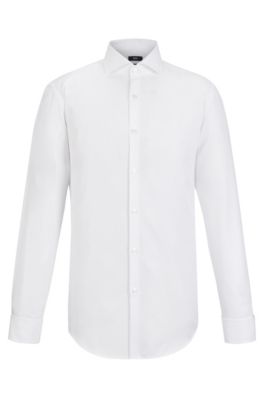 BOSS - Slim-fit shirt in cotton with double cuffs