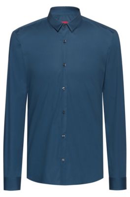 Hugo Extra-slim-fit Shirt In Stretch Cotton In Open Blue