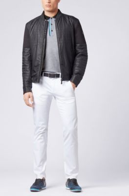 Slim-fit logo polo shirt in cotton piqu&eacute;, Black