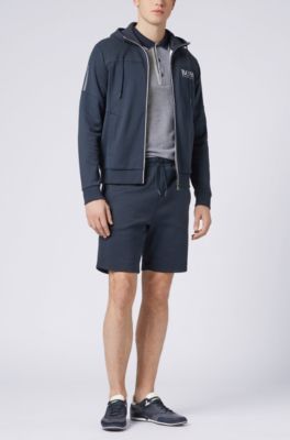 Slim-fit logo polo shirt in cotton piqu&eacute;, Dark Blue