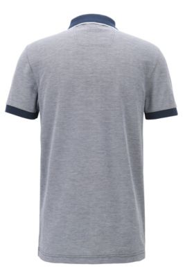 Slim-fit logo polo shirt in cotton piqu&eacute;, Dark Blue