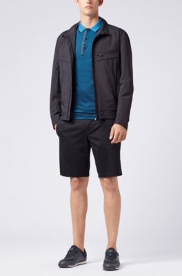 Slim-fit logo polo shirt in cotton piqu&eacute;, Blue