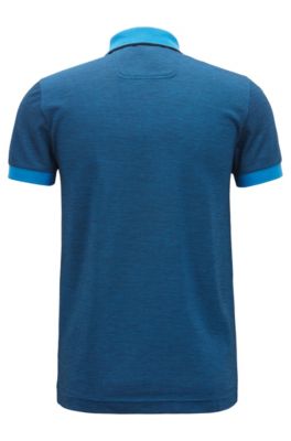 Slim-fit logo polo shirt in cotton piqu&eacute;, Blue