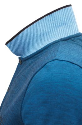 Slim-fit logo polo shirt in cotton piqu&eacute;, Blue