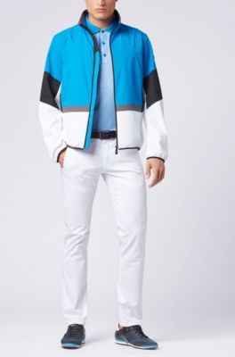 Slim-fit logo polo shirt in cotton piqu&eacute;, Blue