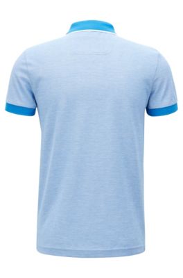 Slim-fit logo polo shirt in cotton piqu&eacute;, Blue