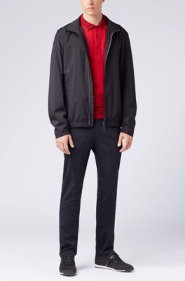 Slim-fit logo polo shirt in cotton piqu&eacute;, Dark Red