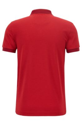 Slim-fit logo polo shirt in cotton piqu&eacute;, Dark Red