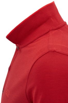 Slim-fit logo polo shirt in cotton piqu&eacute;, Dark Red