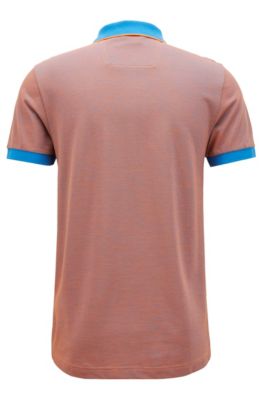 Slim-fit logo polo shirt in cotton piqu&eacute;, Orange
