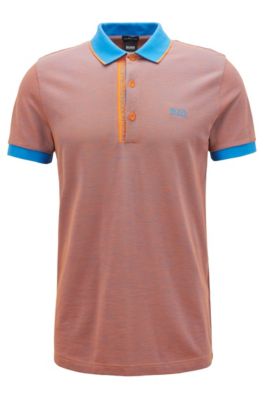 Slim-fit logo polo shirt in cotton piqu&eacute;, Orange