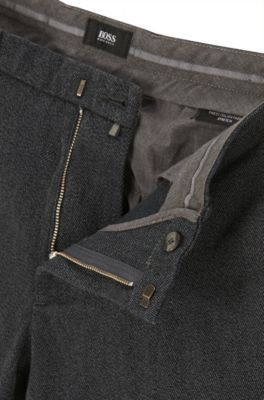 Cotton Stretch Twill Pants, Slim Fit | Kaito W, Dark Grey