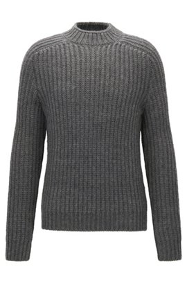 Virgin Wool Alpaca Ribbed Sweater | Logan AM