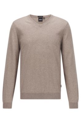 BOSS - V-neck sweater in mulesing-free wool