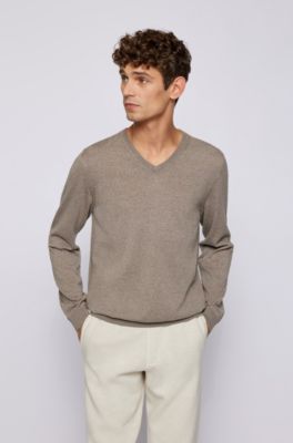 BOSS - V-neck sweater in mulesing-free wool