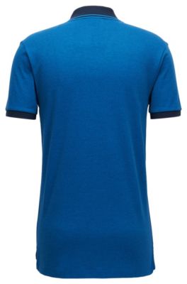 Pique Cotton Polo Shirt, Slim Fit | Phillipson, Dark Blue