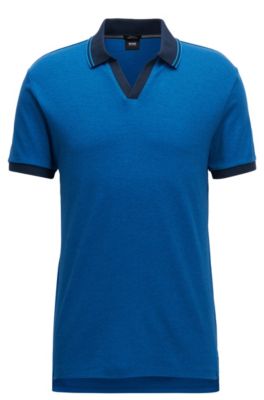 Pique Cotton Polo Shirt, Slim Fit | Phillipson, Dark Blue