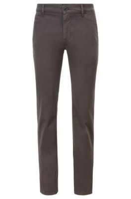 Hugo Boss - Slim Fit Casual Chinos In Brushed Stretch Cotton - Charcoal