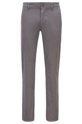 Hugo Boss - Slim Fit Casual Chinos In Brushed Stretch Cotton - Dark Grey