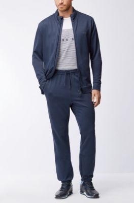 Cotton Blend Sweat Jacket | SL Tech , Dark Blue