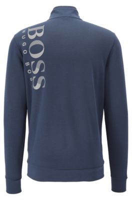 Cotton Blend Sweat Jacket | SL Tech , Dark Blue