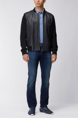 Stretch Cotton Piqu&eacute; Polo Shirt, Slim Fit | Proses, Blue