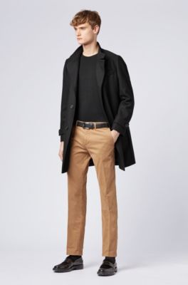 Long-length coat in a virgin-wool blend, Black