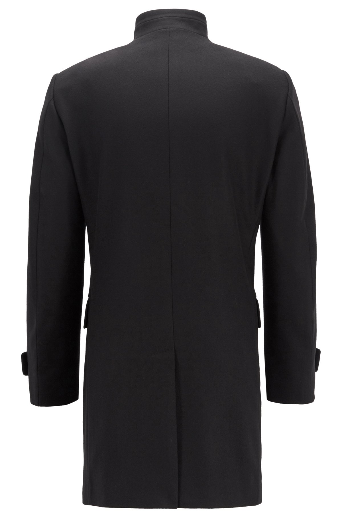 BOSS - Long-length coat in a virgin-wool blend - Black BOSS - Long-length coat in a virgin-wool blend - Black