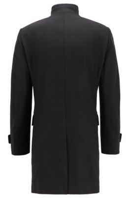 Long-length coat in a virgin-wool blend, Black