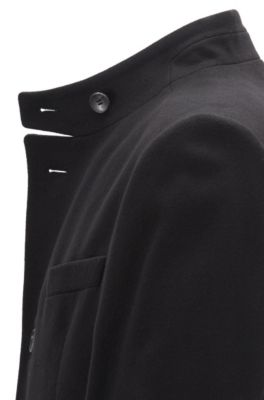 Long-length coat in a virgin-wool blend, Black