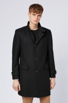 Long-length coat in a virgin-wool blend, Black