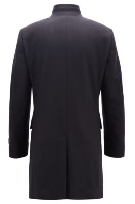 Long-length coat in a virgin-wool blend, Dark Blue