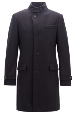Long-length coat in a virgin-wool blend, Dark Blue
