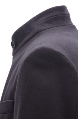 Long-length coat in a virgin-wool blend, Dark Blue