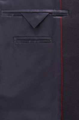 Long-length coat in a virgin-wool blend, Dark Blue