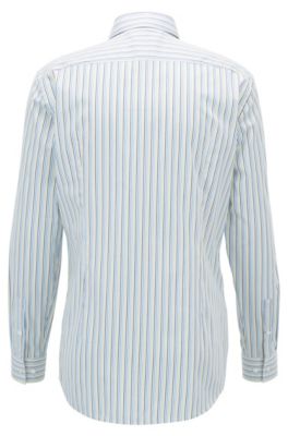 Striped Cotton Dress Shirt, Slim Fit | Ismo, Yellow