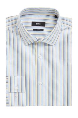 Striped Cotton Dress Shirt, Slim Fit | Ismo, Yellow