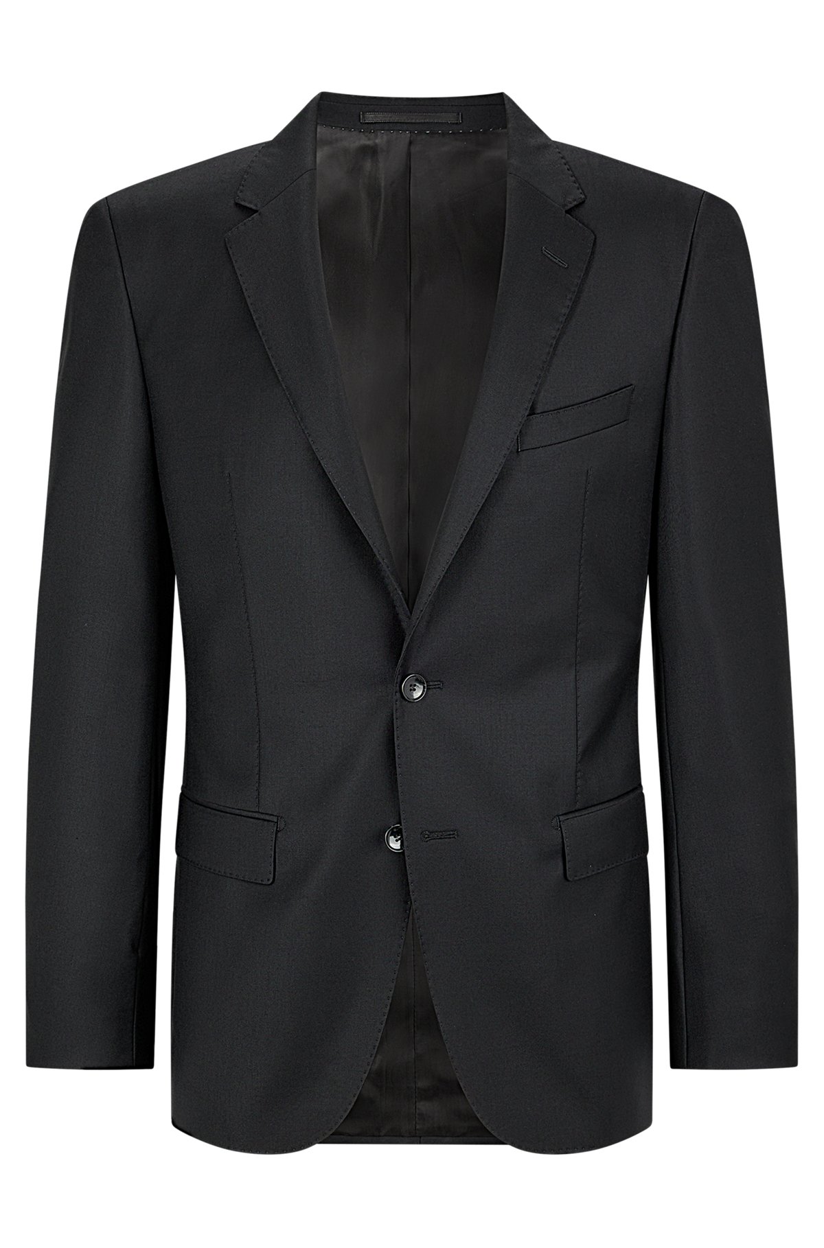 Slim-fit tailored jacket in mid-weight virgin wool, Black
