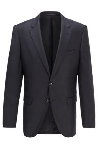 Slim-fit tailored jacket in mid-weight virgin wool, Black