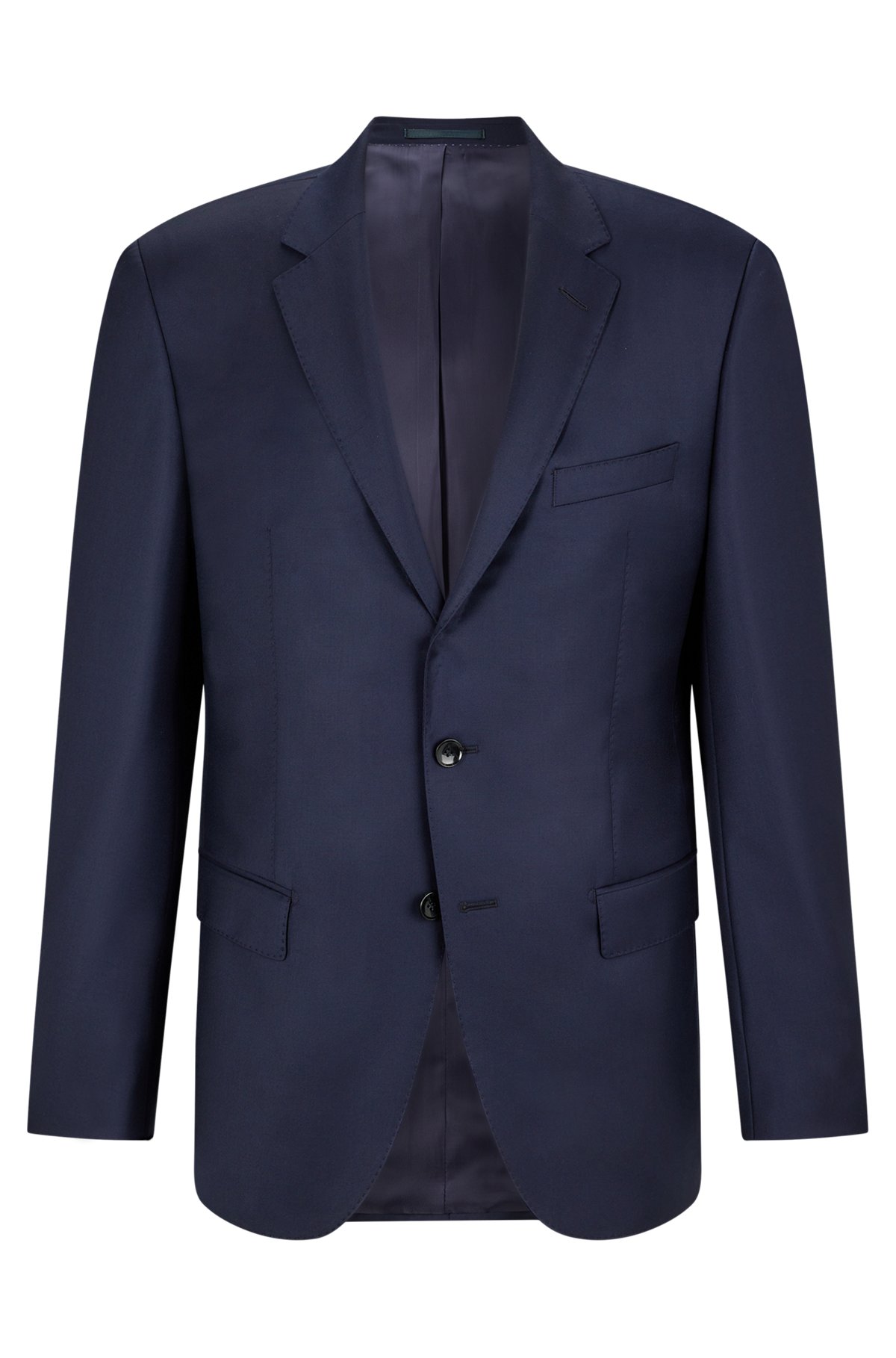 Slim-fit tailored jacket in mid-weight virgin wool, Dark Blue