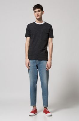 Faux Leather-Trim Cotton T-Shirt | Dohnny, Black