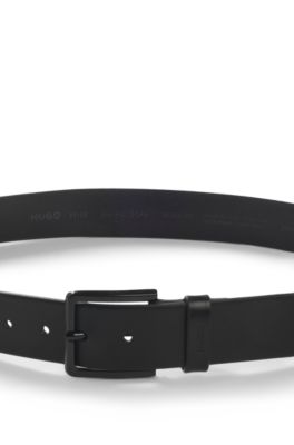HUGO Ceinture en cuir italien avec passant à logo estampé Noir